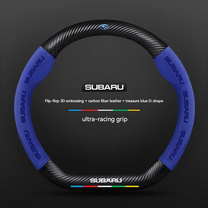 For Subaru STI Brz Wrx Xv Ascent Forester Outback Impreza Legacy Car Suede Carbon fiber Anti-slip Ventilate Steering Wheel Cover