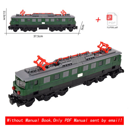 26cm Retro Double-Deck Passenger Train Car Building Blocks Model Green Gray Classic Train Display Toy for Hobbyists