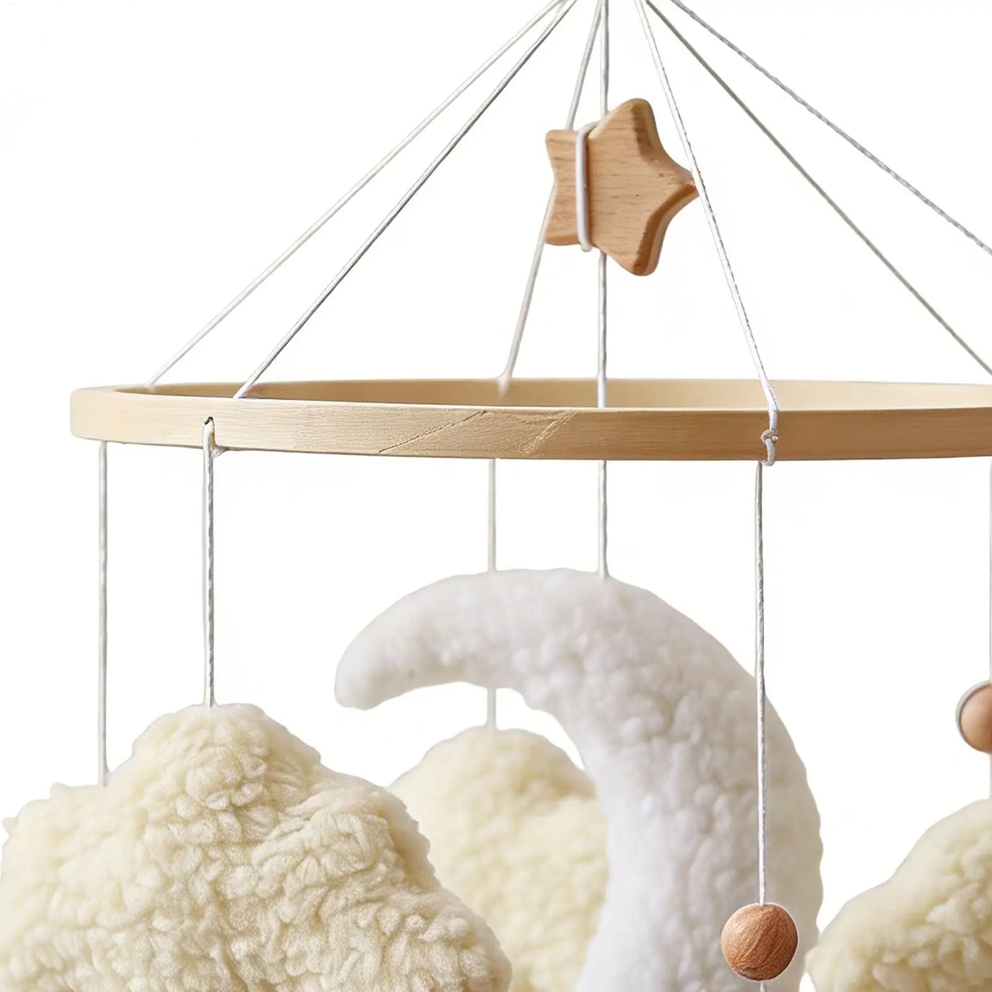 Baby Crib Mobile Wooden Bed Bell Rattle Toy Soft Plush Moon Cloud Wind Chime Pendant Newborns Comfort Bed Bell Toys Baby Gift