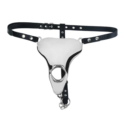 LEZEE Heavy Metal Underwear Sissy Pants Male Chastity Cage Dick Pocket With PU Chastity Belt Penis Bondage Sex Toys For Men