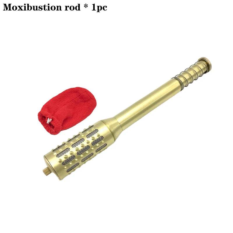 Brass Moxibustion Rod Handhold Moxa Stick Burner Rotable Beauty Firming Massager Warm Body Acupuncture Meridian Massage Lose Fat