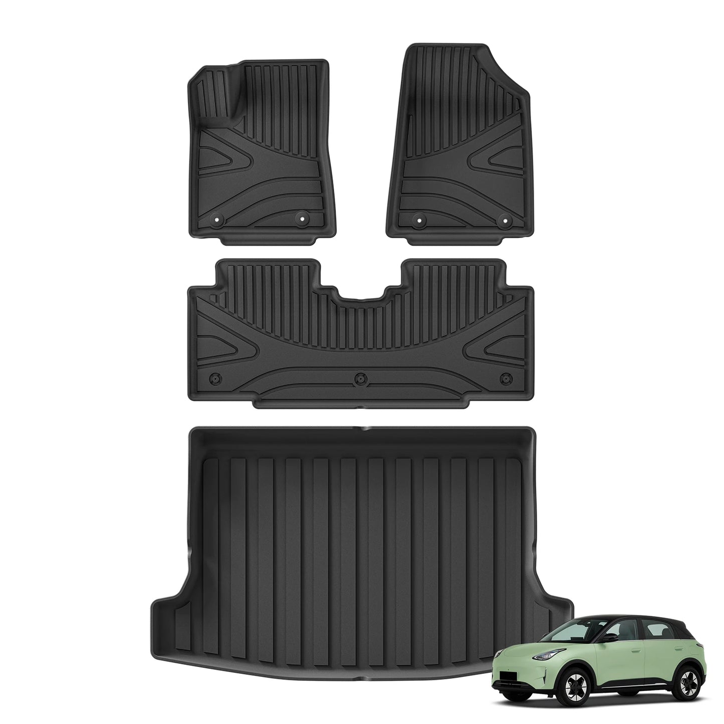 Smabee Left Drive for Geely Xingyuan/EX2 2025 2026 TPE 3D Car Floor Mats Cargo Liner Trunk Pad Black Waterproof Accessories