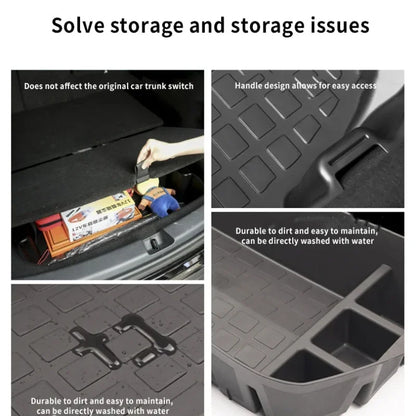 For Tesla Model Y Juniper 2021-2025 Launch Front&Rear Trunk Storage Box Double-Deck Luggage Frunk Organizer Box Dustproof Cargo