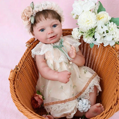 Cloveray 20 inch Collection Realistic Rebirth Baby Doll Cute Handmade Vinyl Doll High Quality Collection Simulation Toy Kid Gift