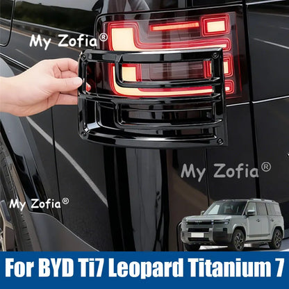 Car Styling Tail Light Frame Rear Fog Lamp Cover Protector Decoration Accessories for BYD Ti7 Leopard Titanium 7 2025 2026