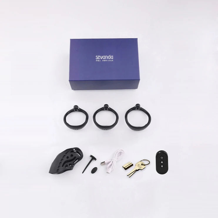 BSDM Wireless Remote Control Electric Shock Cage Male Chastity Cock Ring Lock Electrically Stimulated Penis Cage Adult Sex Toys