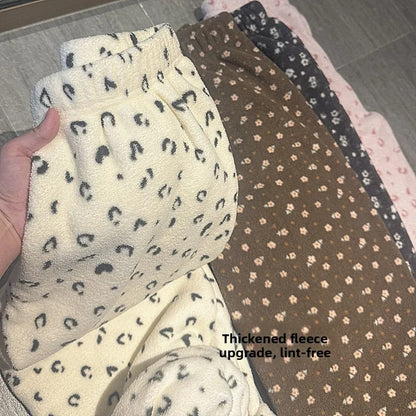 Thickened Fleece Sleep Pants Women's Long Trousers Winter Home Sweet Walking Pants Student Can Wear out for a Walk Pants