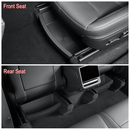 Under Seat Storage Box Organizer for Tesla Model Y Juniper 2025 2026 Underseat Storage Tray Bin Trash Can Car Travel Accessories