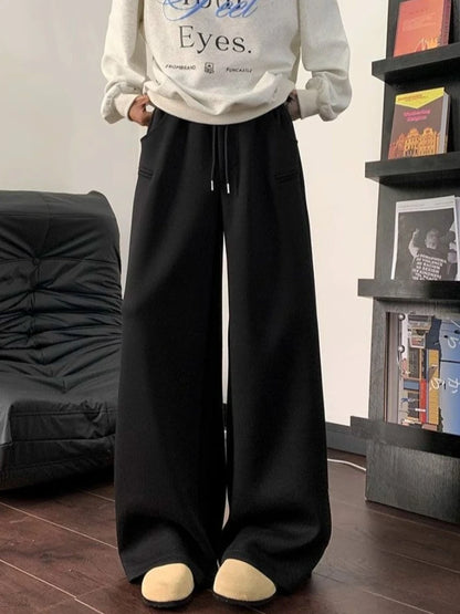 Loose Fit Men Sweatpants Spring Autumn Casual Joggers Wide Leg Floor Length Comfortable Daily Sports Wear Unisex Style