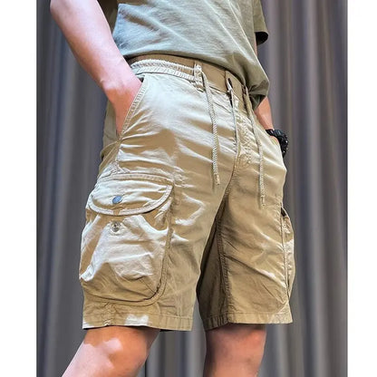 Big Pocket Men's Cargo Shorts Casual Work Pants Loose Fit High Street Short Pants Clothing Drawstring Sports Male Outfit Shorts