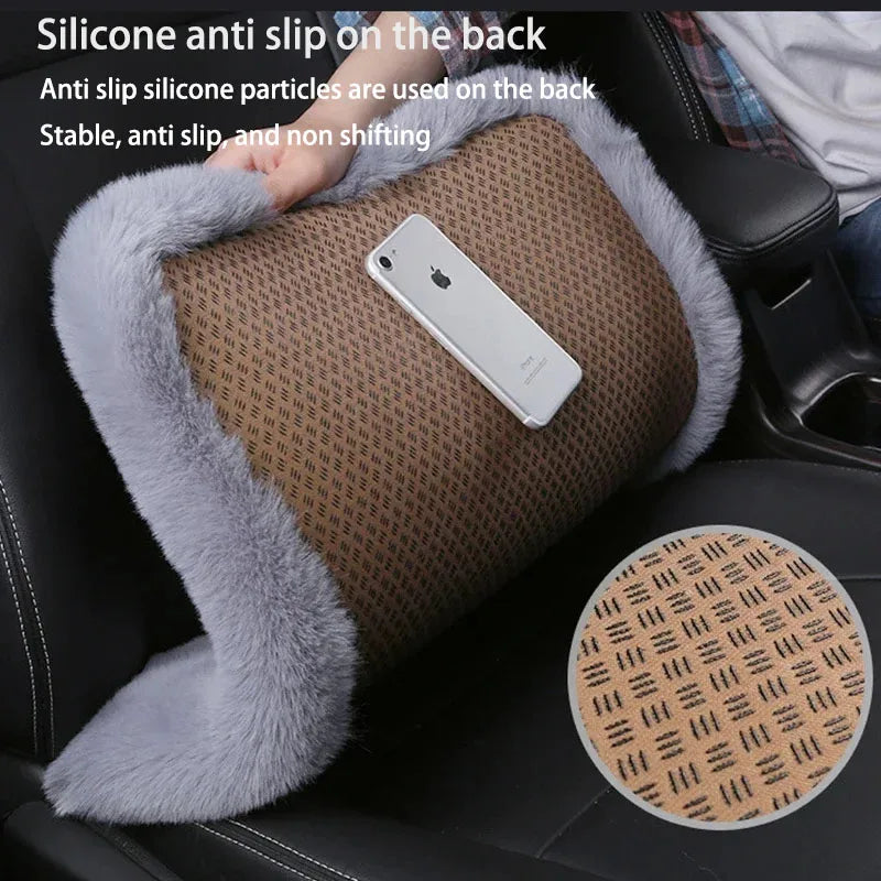 Winter Plush Rabbit Fur Car non-slip Seat Cushion Warmth Thickened Wool One Piece Square Cushion for Main Driver or Co-pilot