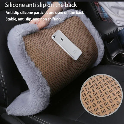Winter Plush Rabbit Fur Car non-slip Seat Cushion Warmth Thickened Wool One Piece Square Cushion for Main Driver or Co-pilot