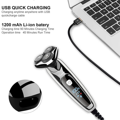 Hatteker Men's Electric Shaver Multifunction 3-in-1 Nasal Hair Trimmer Washable Beard Razor  USB Chargeable New Model RSCW-9598A