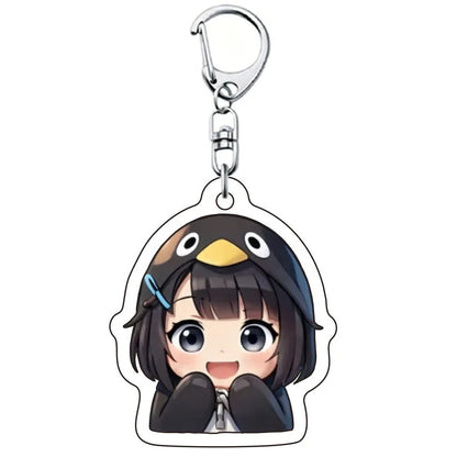 Gugugaga Penguin Keychains Anti-stress Keycap Keychains Cute Penguin Girl Keyrings Bag Charms Gifts 키캡