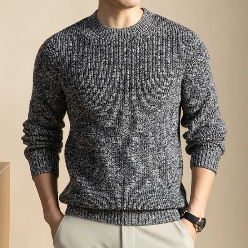 Men’s 7-Needle Wool Sweater, 100% Wool Heavyweight, Autumn Winter Thickened, Brown Coffee 4 Colors