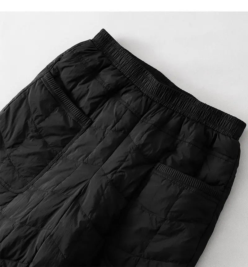 Women's Quilted Pants Casual Lightweight Thickened Warm Harem Style Straight Leg High Waist Long Trousers Winter Fashion