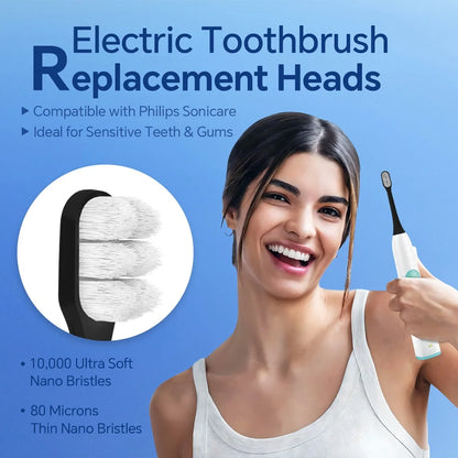 Replacement Toothbrush Brush Heads Compatible with Philips Sonicare Electric Toothbrush Ultra Soft Nano Bristles 1100 5300 7500