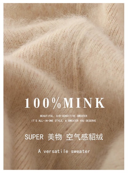100% mink wool knitted high-waisted pencil pants women's casual autumn and winter new warm solid color thick cashmere pants
