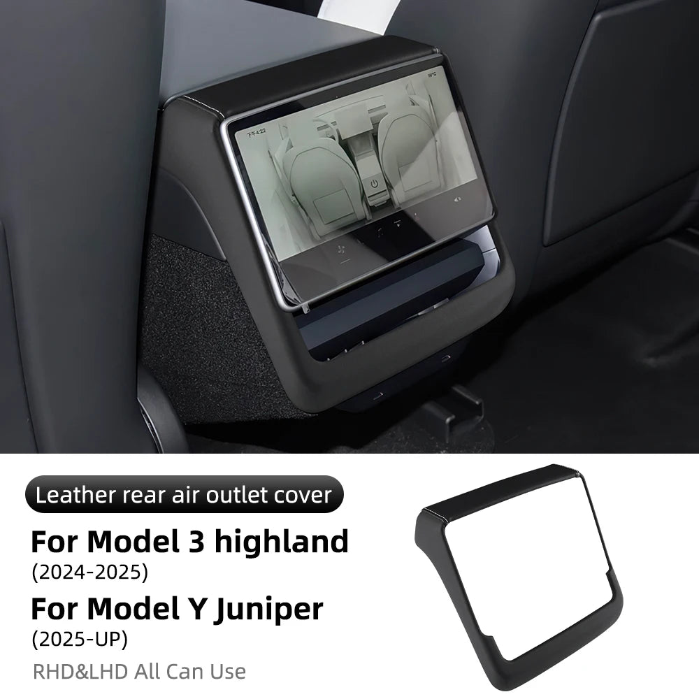 Leather Rear Screen Frame Protective ABS Cover for Tesla Model Y Juniper Launch 2025 2026 2027-Up Model 3 Highland 2024-UP Trim