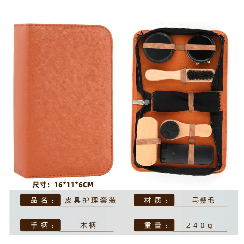 Travel Shoe Brushing Kit Shoe Polish Set Leather Care 7pcs Set Shoe Oil Application Polishing Shoe Removal Tools Durable Bris...