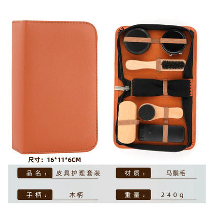 Travel Shoe Brushing Kit Shoe Polish Set Leather Care 7pcs Set Shoe Oil Application Polishing Shoe Removal Tools Durable Bris...
