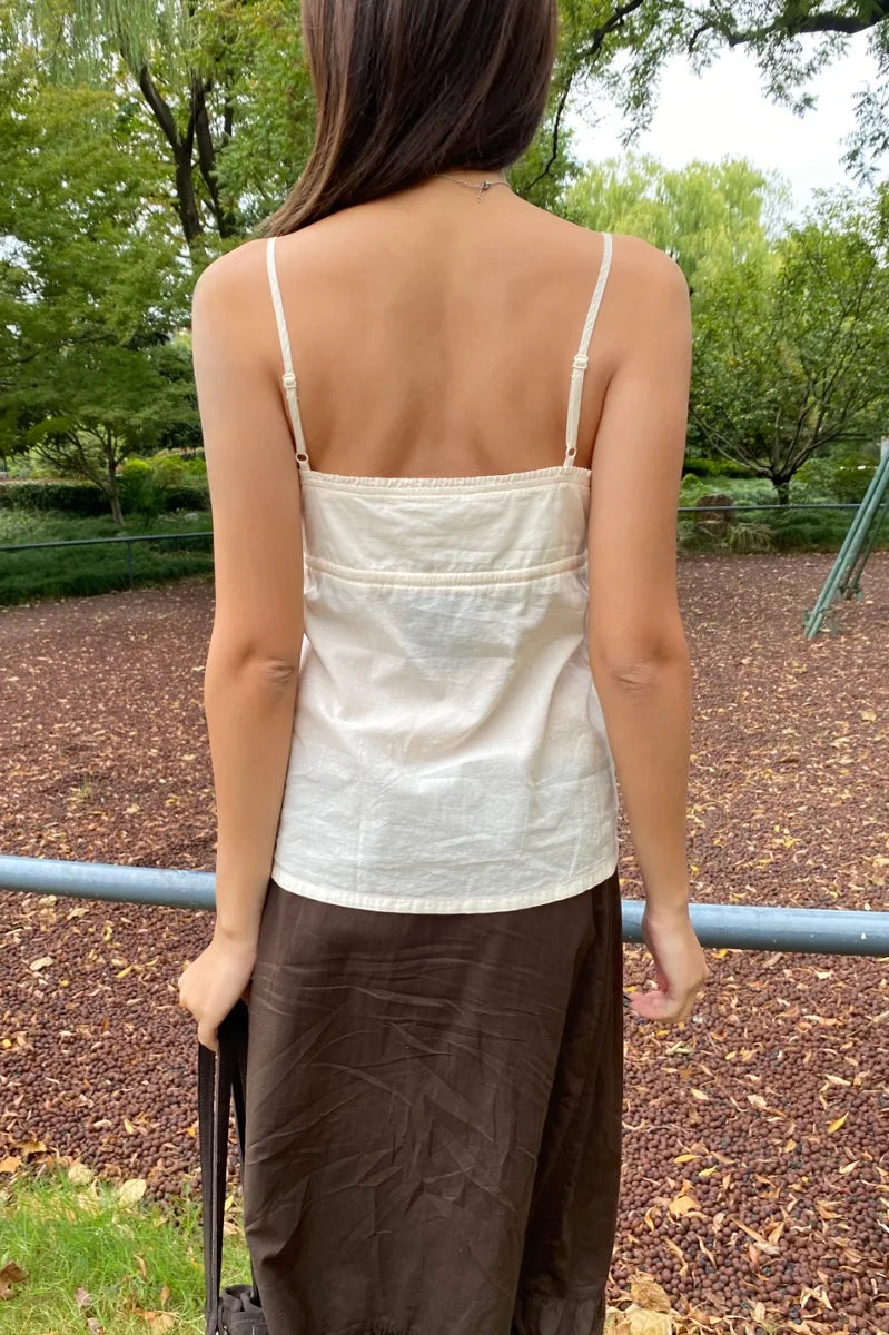 Brandy Melville Pure Cotton Three-Button Base Layer Vest Sweet Style V-Neck Sleeveless Tank Top for Women Spring Summer
