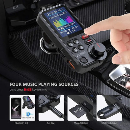 Car Wireless FM Transmitter Radio Adapter Fast Charging Aux QC3.0 Treble Bass Sound Music Bluetooth-compatible Car MP3 Player