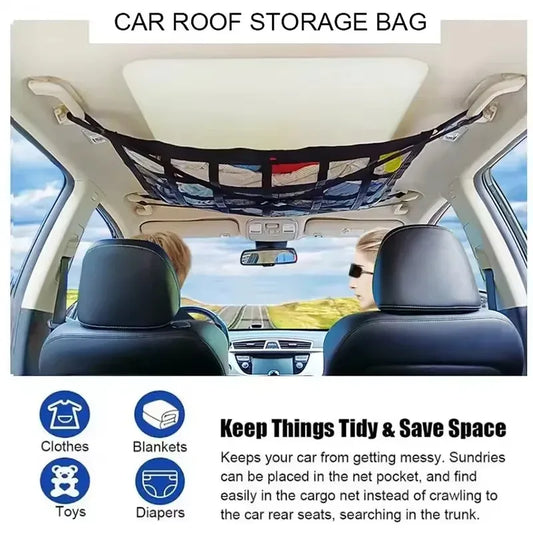 NEW Car Ceiling Cargo Net Strong Load-Bearing Mesh Auto Roof Storage Net Pocket Travel Supplies Car Stowing Tidying Accessories