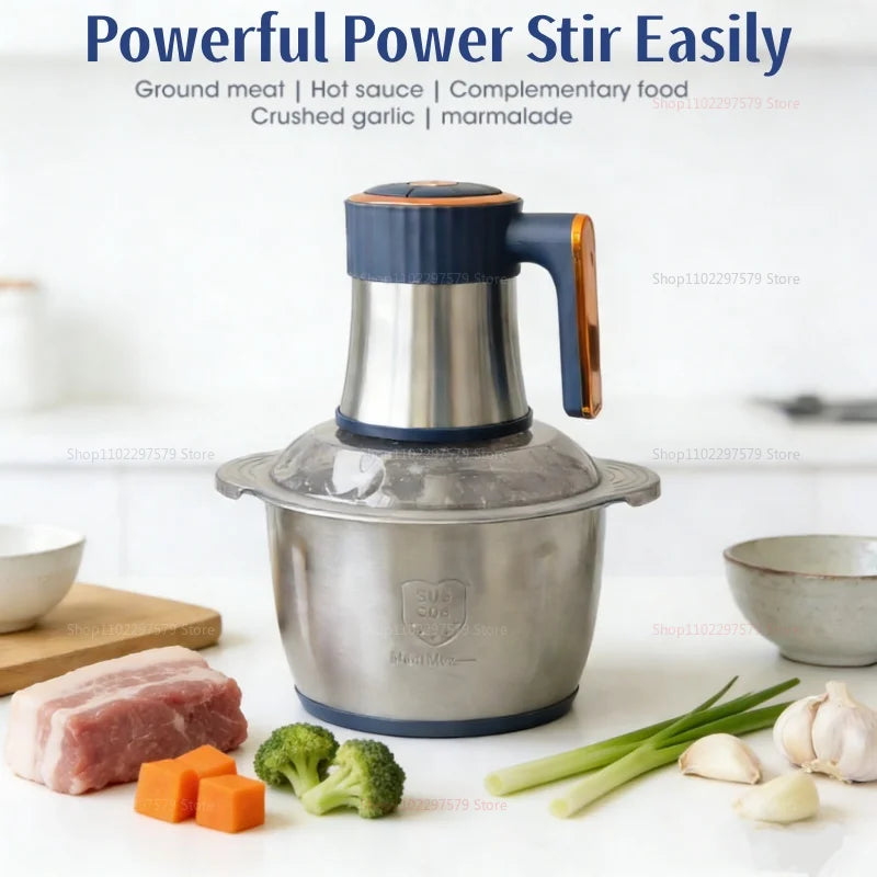 Electric Meat Grinder 304 Stainless Steel Food Chopper Multi Function Vegetable Fruit Pepper Garlic Mincer Baby Food Blender