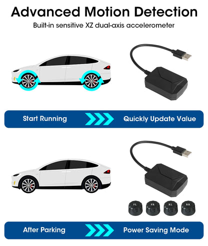 JMCQ USB Android TPMS Tire Pressure Monitoring System Display Alarm System Internal External 5 Sensors For Car Navigation Radio
