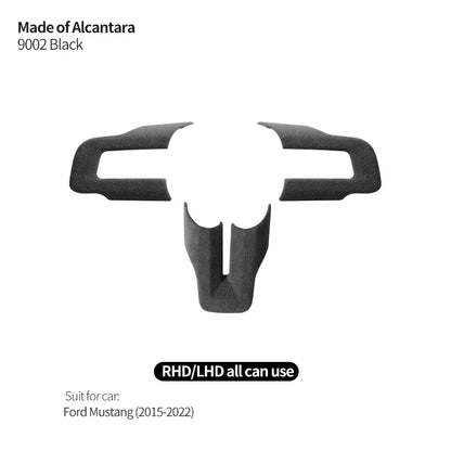 Made of Alcantara For Mustang Steering Wheel Panel Decorative Strips Trim Frame Sticker Car Premium Interior Tuning Accessories