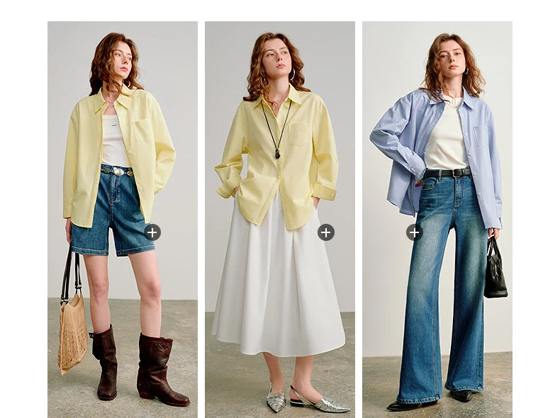 TOYOUTH Women Easy Morning Lazy Shirts 2026 Spring New Wrinkle-Resistant Low-Maintenance Light Spring Cotton Blouses
