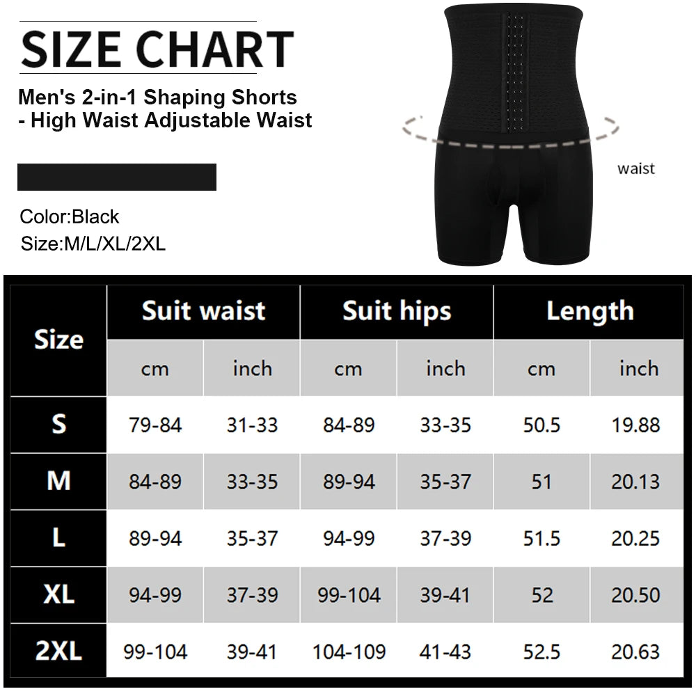 2 in 1 Mens Body Shaper Tummy Control Compression Shorts Waist Trainer Shapewear Butt Lifter Anti Chafing Boxer Underwear New in