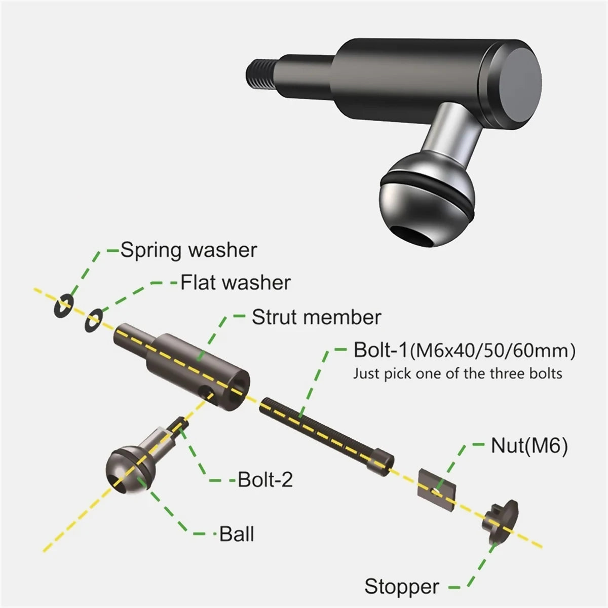 For Tank 500 Car Phone Holder, Car A-Pillar Fixed Phone Holder 360° Rotatable Aluminum Alloy Arm Anti-Shake Phone Stand Base