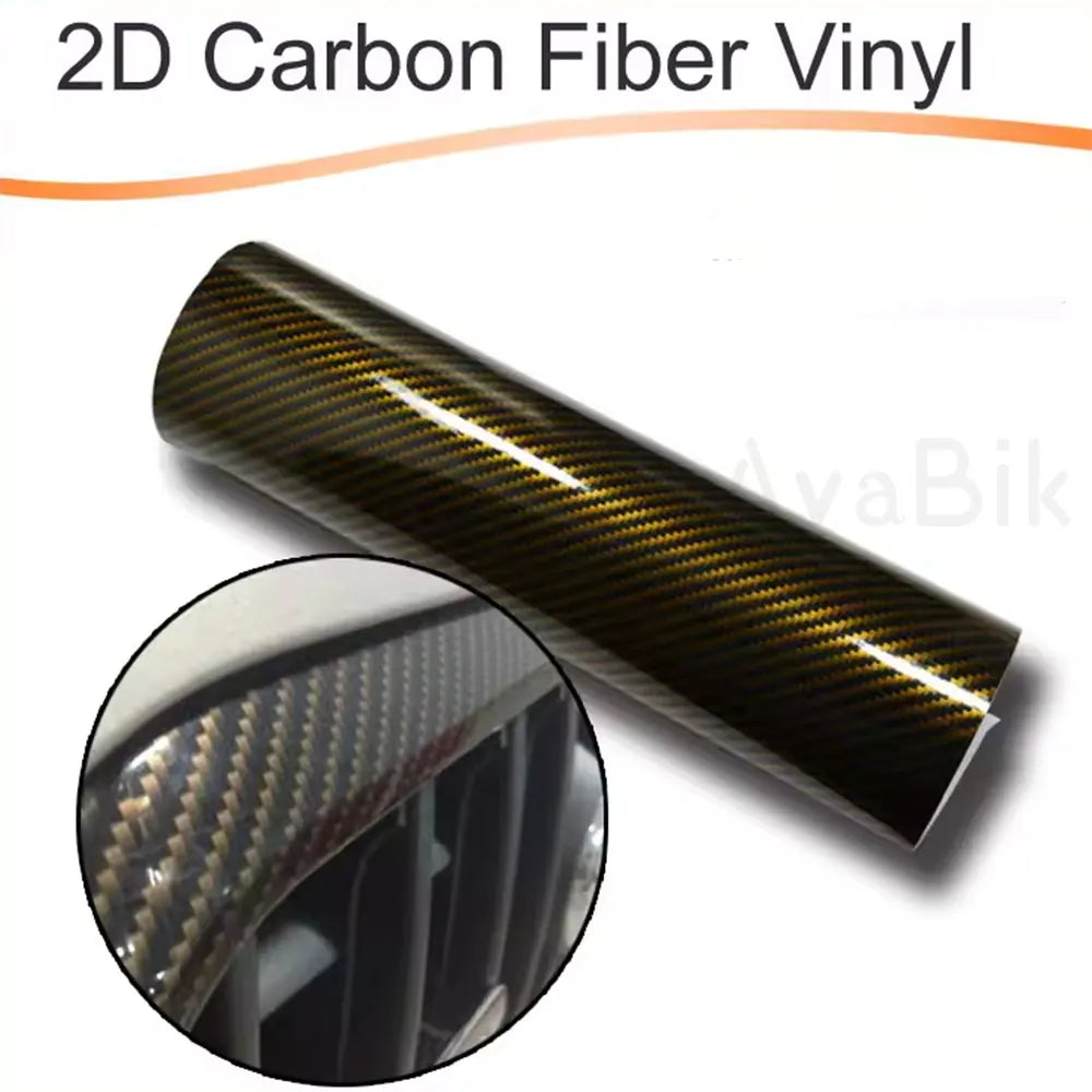 30/50CM High Gloss Texture Black Gold 2D Car Body Interior Accessorie Vinyl Decoration Films Car Carbon Fiber Vinyl Wrap Sticker