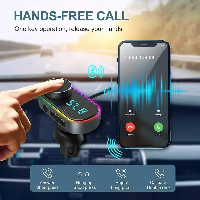 Player Auto Car Accessories 5.0 MP3 T78 TRD for Handsfree Bluetooth Car FM Transmitter USB QC3.0 Fast Charge Car Kit Wireless