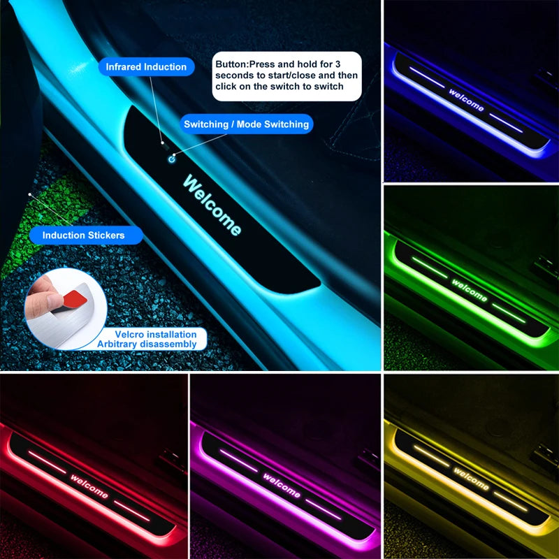 【Customized】Car Door Sill Light LED Car Ambient Lights RGB  Welcome Pedal light For Hyundai Nissan Toyota Mazda B-MW Other Auto