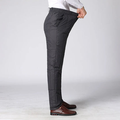Men's down Trousers Thickened Winter Outerwear Dad Style Inner Warm Cotton Pants Fashionable Urban Straight Leg Long Pants