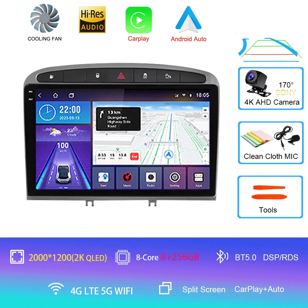 Android 16 Car Radio for Peugeot RCZ 308 SW 2007-2015 408 2012-2020 2DIN Multimedia Navigation GPS Carplay Auto Head Unit WIFI