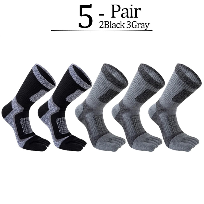 5 Pairs/lot Toe Sport Tube Socks Man Thick Compression Mesh Endurable Fitness Bike Run Outdoor Basketball Travel 5 Finger Socks