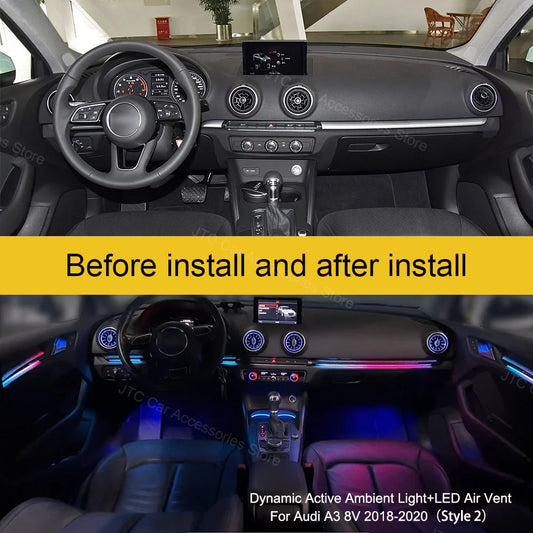 For Audi A3 8V 8Y S3 RS3 2013-2019 Decorative Ambient Light Dashboard Air Vent LED Atmosphere Lamp illuminated Strip 30-Color