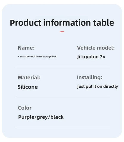 For 2024 2025 New ZEEKR 7X Special Car Central Control Armrest Lower Storage Box Mat Interior Modification Accessories Voiture