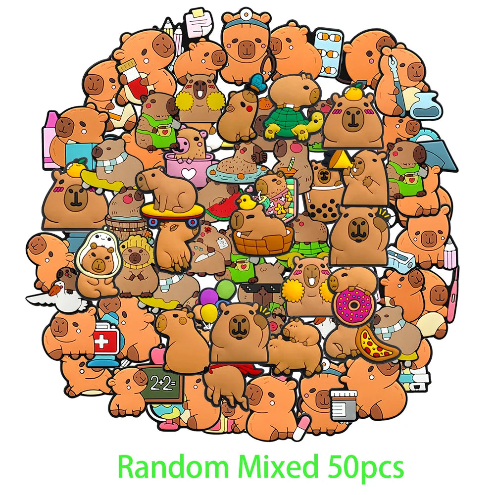 16-100pcs Capybara Summer Shoe Charms Animals Shoe Accessories For Clogs sandal Garden Decoration Kids School Gift Fit Wristband
