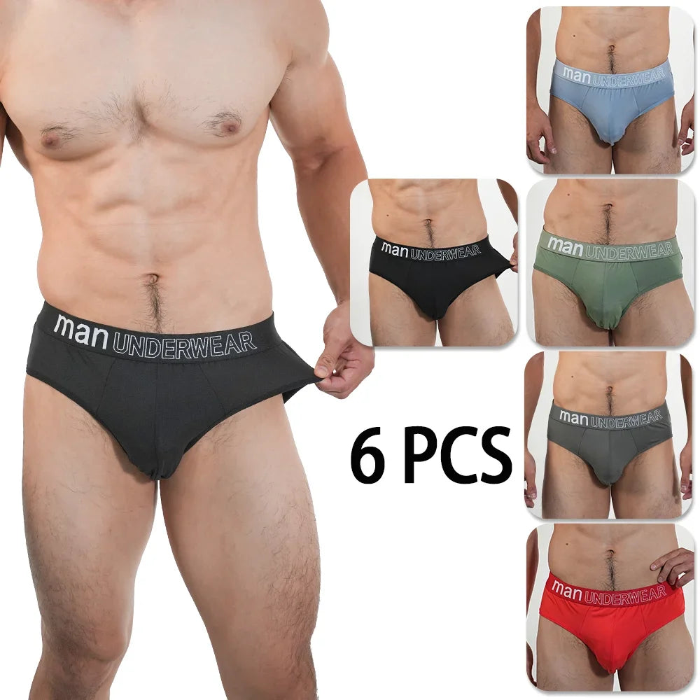 6Pcs Men‘s Large Briefs Mens Comfortable Underpants Man Sexy Gifts Underwear Breathable Triangle Panties Para Hombres 2025 New