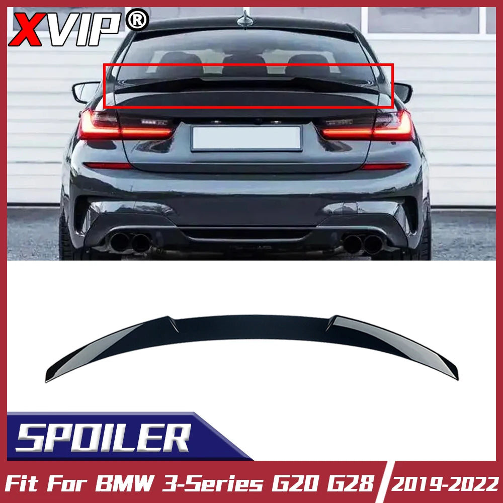 XVIP Car M4 Style Roof Spoiler Glossy Black Wings For BMW 3 Series G20 G28 2019-2022 330i 330e Sedan ABS Ducktail Trunk Spoilers