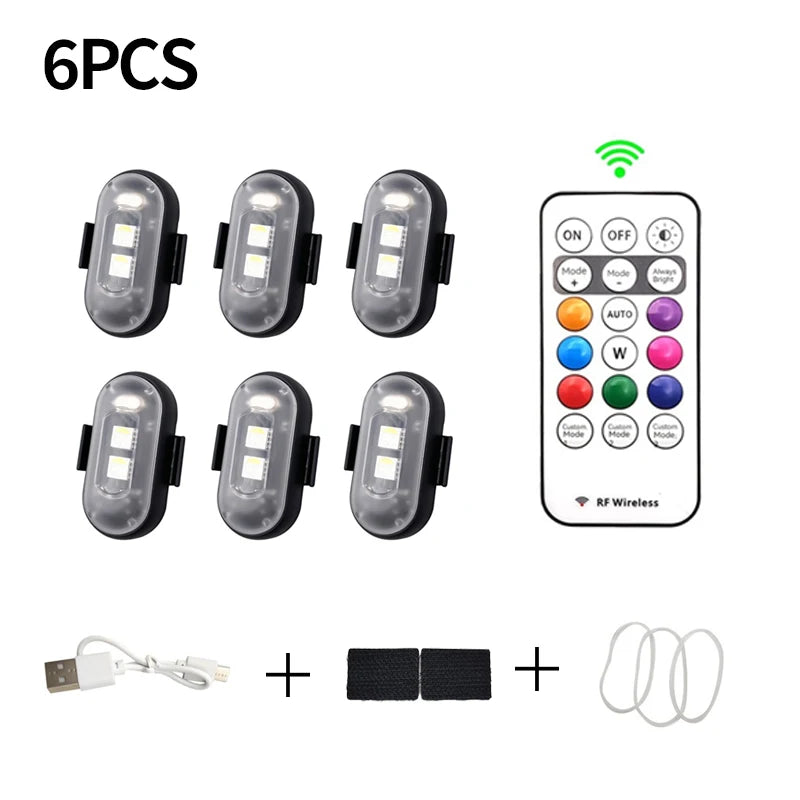 Waterproof Wireless LED Lights USB Charging Wireless LED Flashing Lights High Brightness Wireless LED Lights for Car Bike H9EE