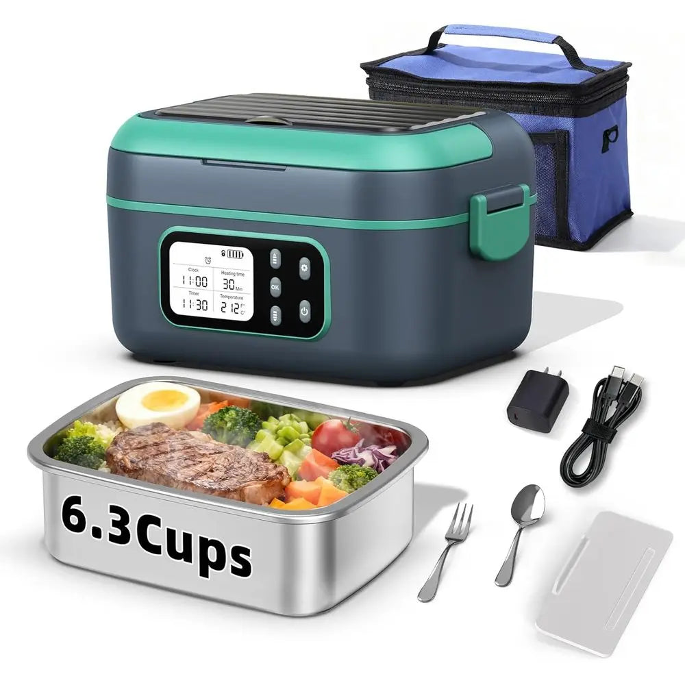 10000mAh 100W Portable Electric Lunch Box, Automatic Heating for Adults, BPA-Free, Keep Meals Warm Anywhere