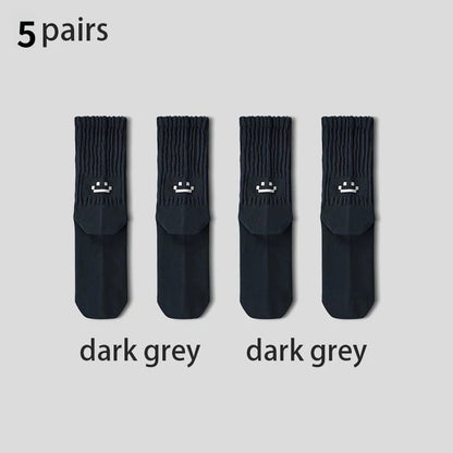 1/5 Pairs Men's Cotton Crew Socks Cushioned Breathable Long Socks Work Casual Running Cycling Athletic Socks