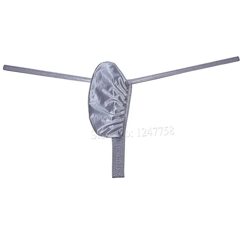 Men Push-out G-string Underwear Thongs and G Strings Low Rise Solid Enhance Pouch Bikini Thong Shiny T-back Lingerie