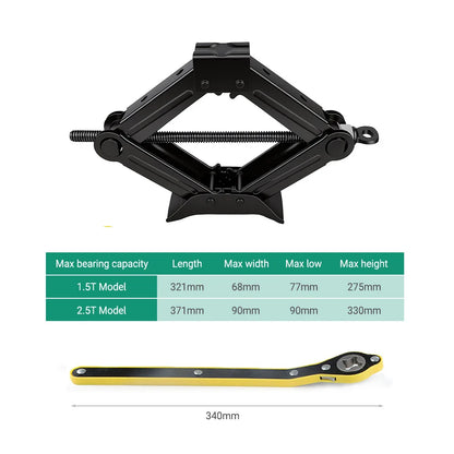 Mechanical Manual Scissor Jacks With Stabilizer Base & Ratchet Wrench For Car/SUV Tire Replacement And Emergency Roadside Repair